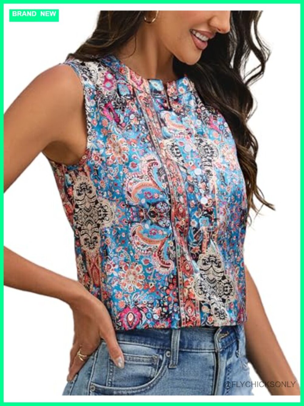 Silk Satin Camisole Sleeveless Split V-Neck Tank Top with Buttons